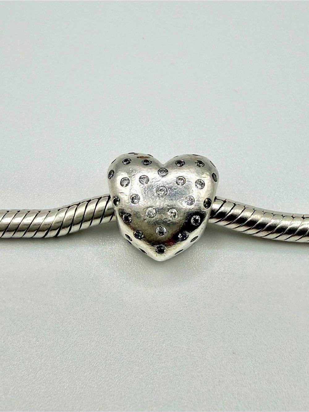 Pandora 791052CZ Pavé Heart Charm Clear CZ Sterling Silver S925 ALE Retired C022